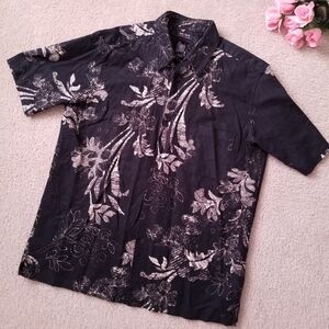 Men's Black And Gold Button Up Collared Dressy Tshirt